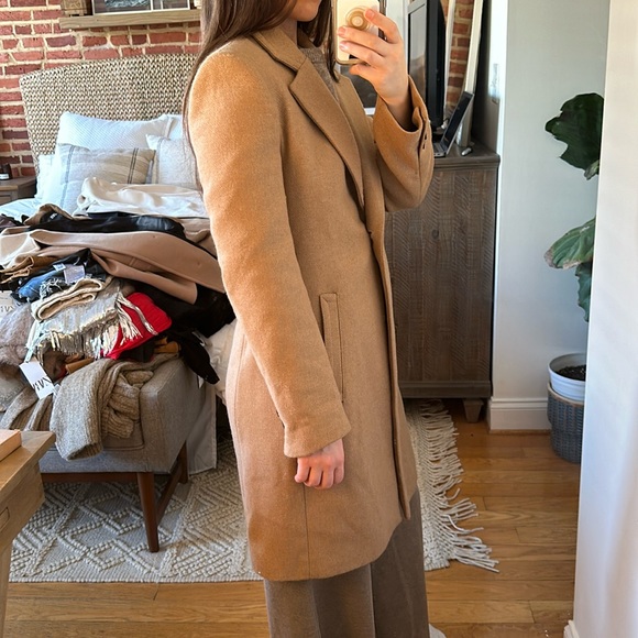 ZARA FELT TEXTURE COAT 8431/102 TAUPE BROWN TAN JACKET PEACOAT WOOL BLEND - Picture 9 of 17